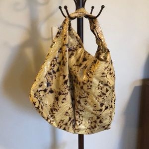 Donald J Pliner Large Python Leather Shoulder Bag